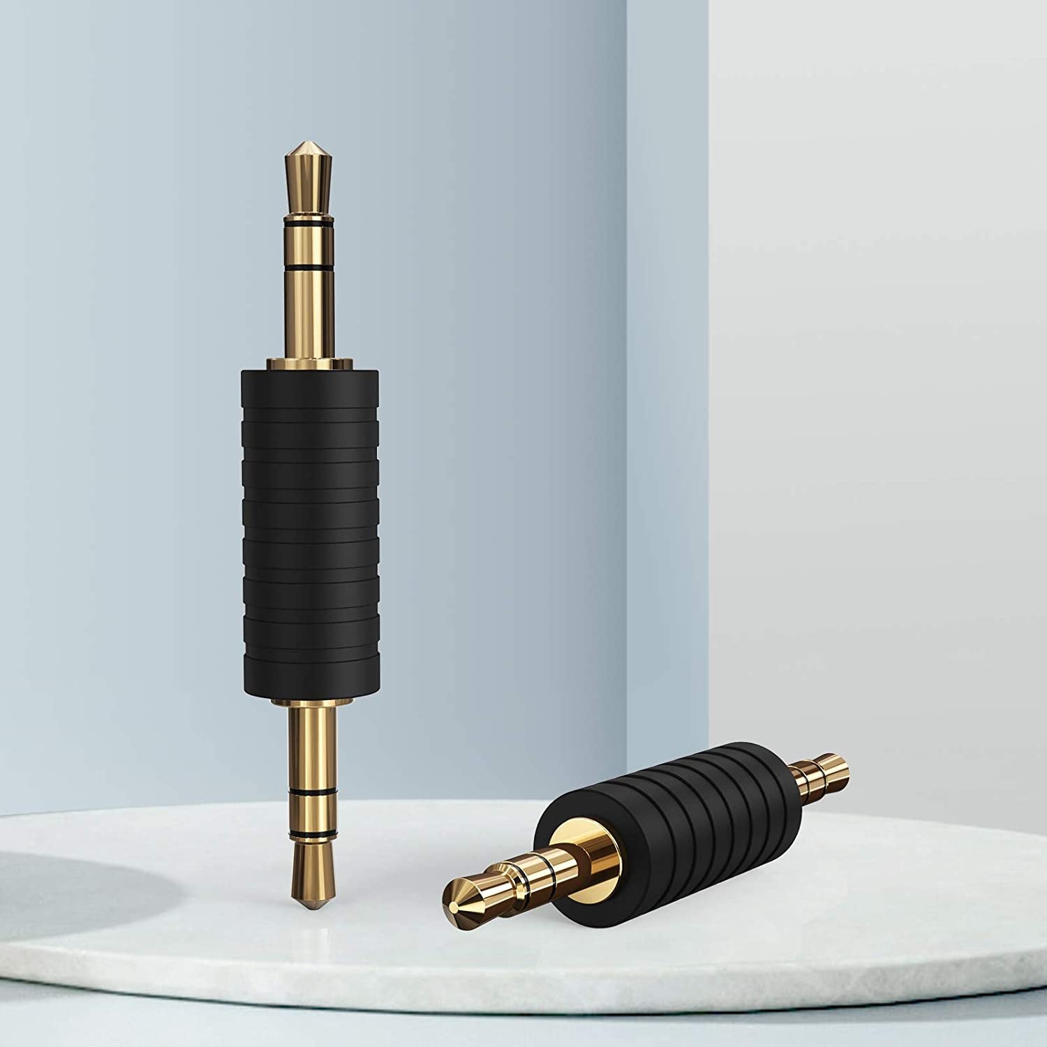 2 Pack 3.5Mm 1/8 Stereo Jack to 3.5Mm Audio Male to Male Adapter Connectors Gold Plated Compatible with for Taotronics, Mpow BH129 Bluetooth Receiver